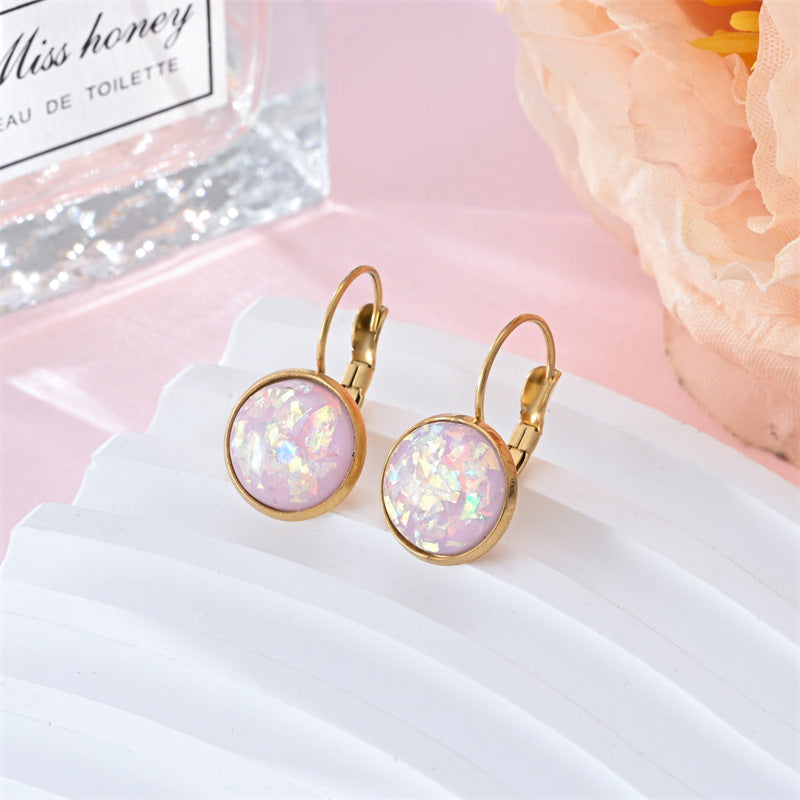 Giselle™ | Vintage gold and white opal earrings
