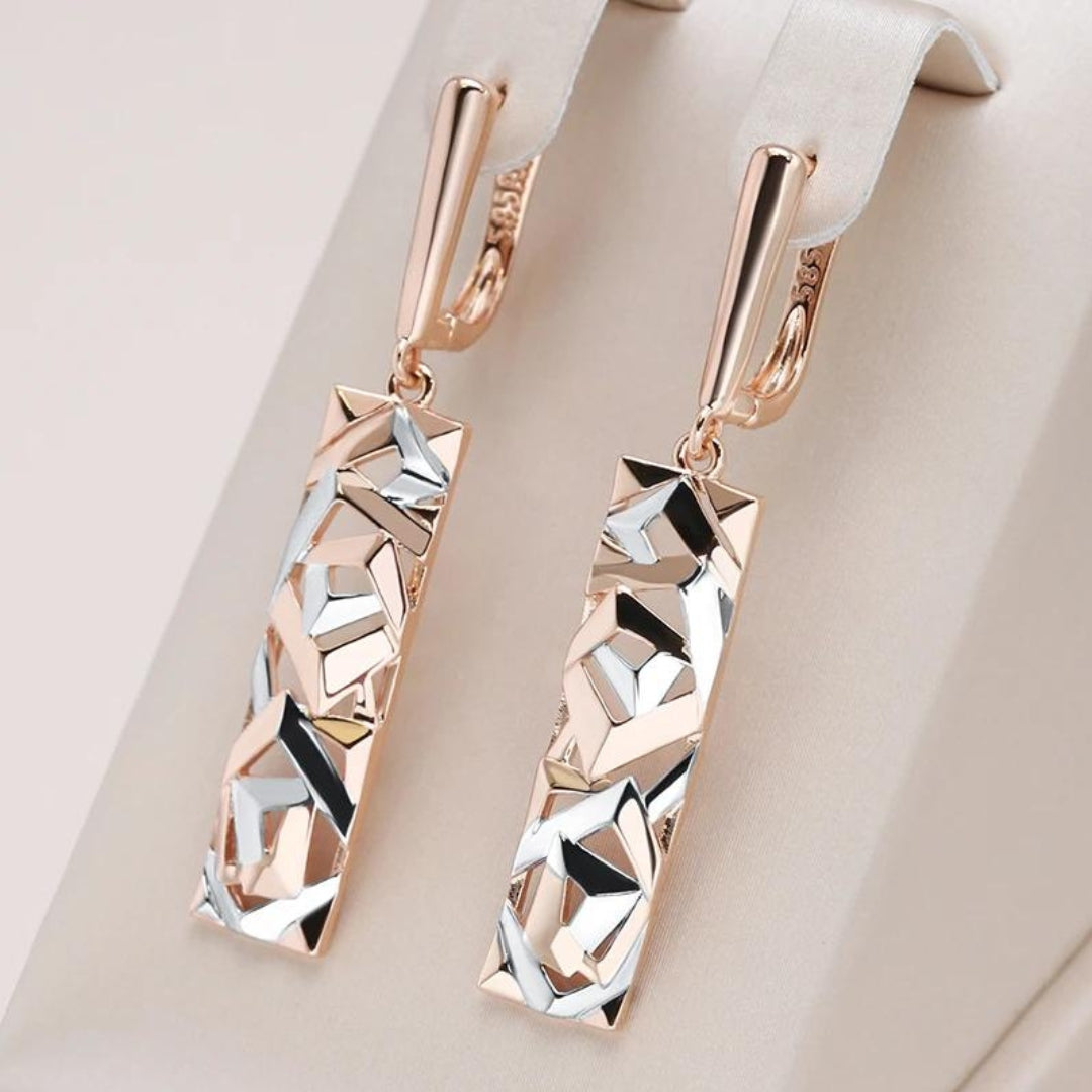 Elegant™ | Women’s Rectangular Gold & Silver Earrings