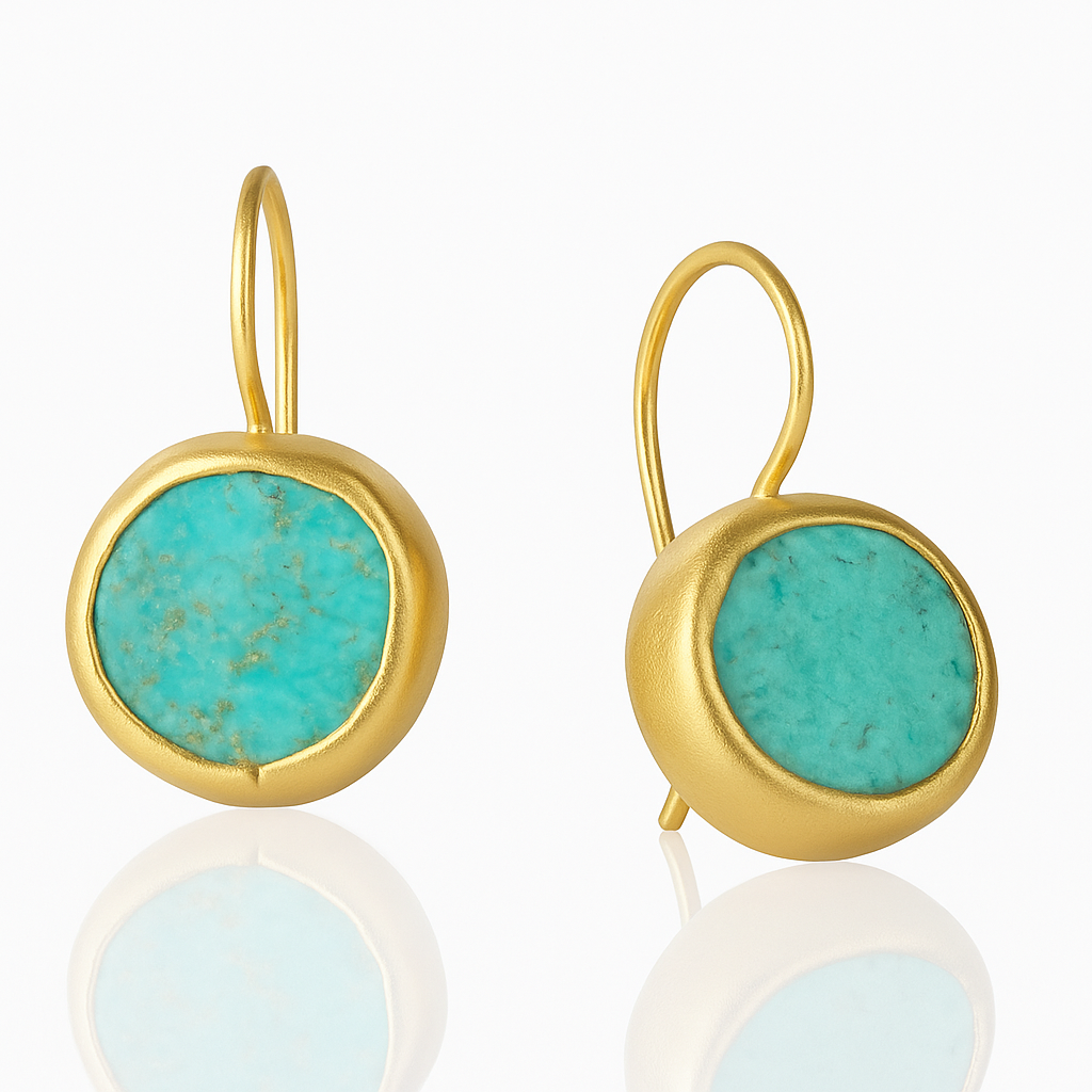 Amelie™ | Gold Earrings with Turquoise Stone