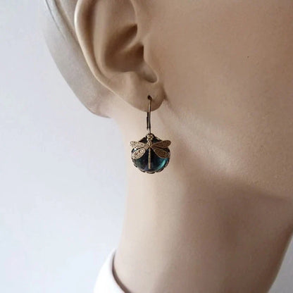 Elowen™ | Antique Crystal Dragonfly Earrings
