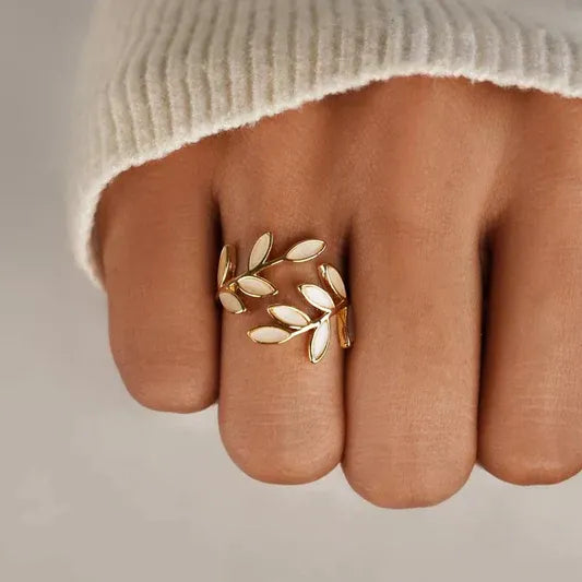 Pure™ | White Opal Leaf Adjustable Ring